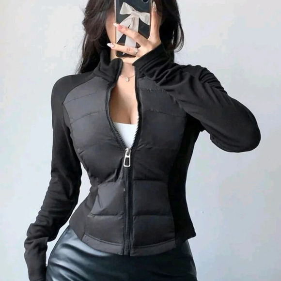 Zip Up Raglan Sleeve Padded Coat